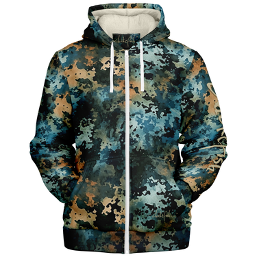 Chokefish™ Microfleece Zip-Up Hoodie Acid-Wash Colors-018
